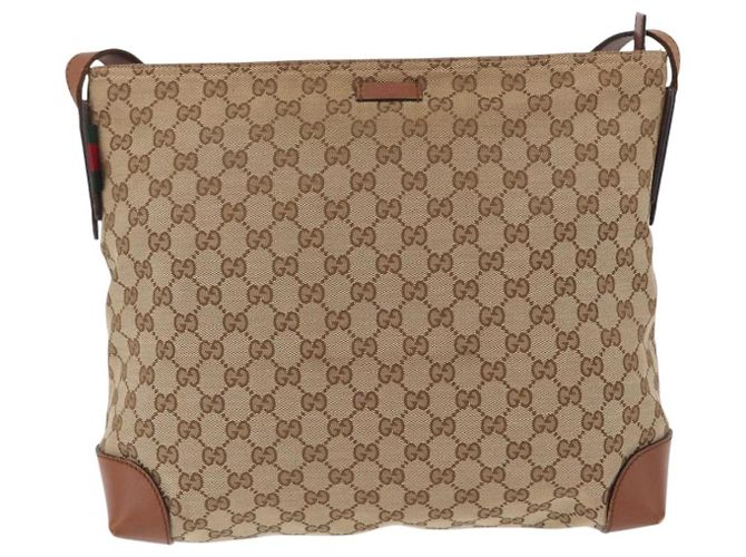 Borsa a tracolla GUCCI GG Canvas Web Sherry Line Beige Silver 308930 Auth ka6334 Argento - vista 2
