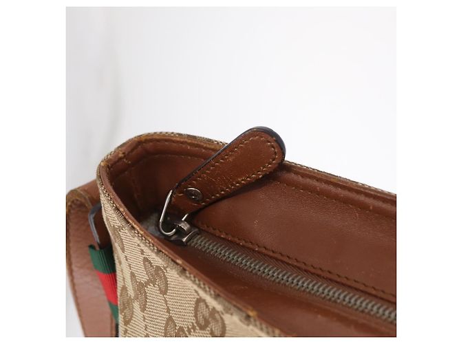 Borsa a tracolla GUCCI GG Canvas Web Sherry Line Beige Silver 308930 Auth ka6334 Argento - vista 22