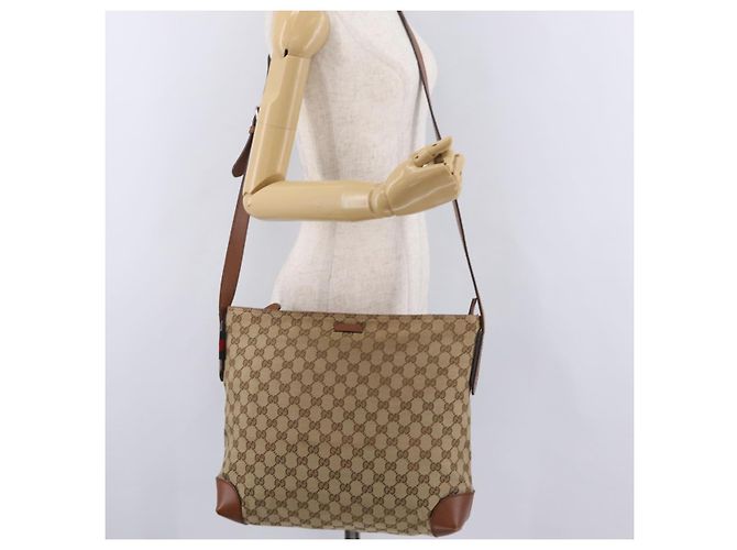 Borsa a tracolla GUCCI GG Canvas Web Sherry Line Beige Silver 308930 Auth ka6334 Argento - vista 31