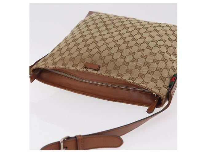 Borsa a tracolla GUCCI GG Canvas Web Sherry Line Beige Silver 308930 Auth ka6334 Argento - vista 8