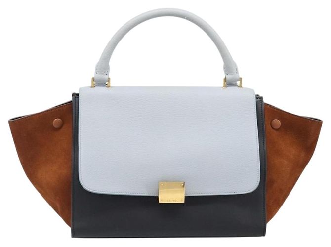 Céline Borsa a mano CELINE Trapeze in pelle 2 vie azzurro e oro autentica 204832V D'oro Blu chiaro - vista 13