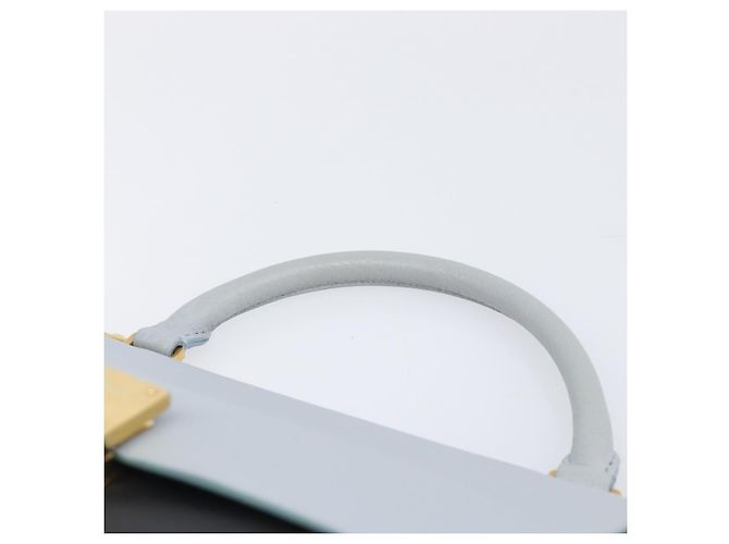 Céline Borsa a mano CELINE Trapeze in pelle 2 vie azzurro e oro autentica 204832V D'oro Blu chiaro - vista 14