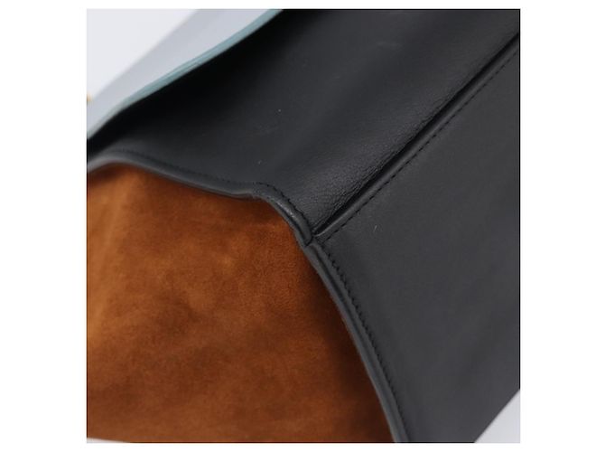 Céline Borsa a mano CELINE Trapeze in pelle 2 vie azzurro e oro autentica 204832V D'oro Blu chiaro - vista 17