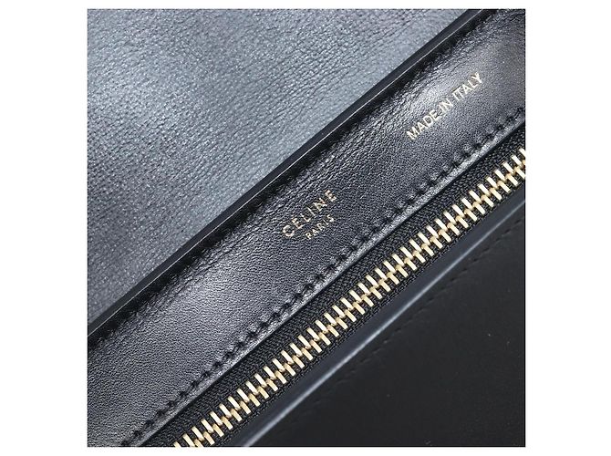 Céline Borsa a mano CELINE Trapeze in pelle 2 vie azzurro e oro autentica 204832V D'oro Blu chiaro - vista 23