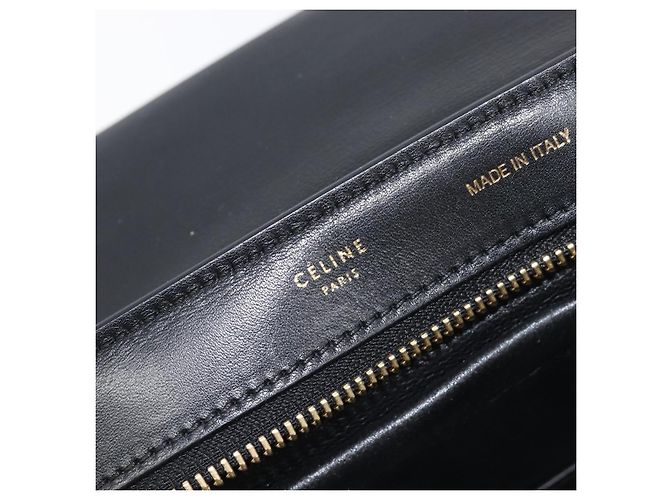 Céline Borsa a mano CELINE Trapeze in pelle 2 vie azzurro e oro autentica 204832V D'oro Blu chiaro - vista 25