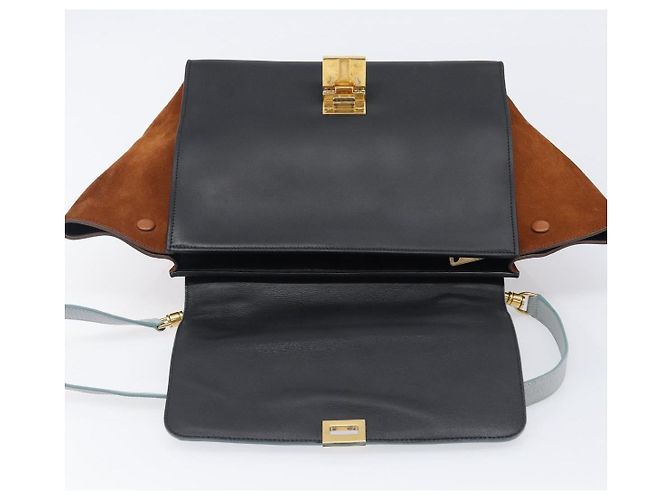 Céline Borsa a mano CELINE Trapeze in pelle 2 vie azzurro e oro autentica 204832V D'oro Blu chiaro - vista 9