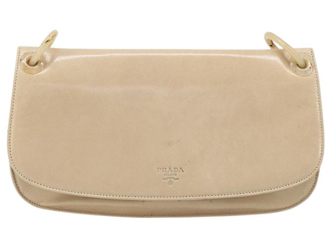 PRADA Schultertasche mit Kette aus Leder Beige Auth bs37117 - Ansicht 13