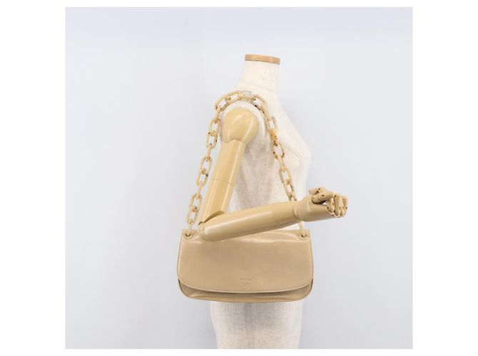 PRADA Schultertasche mit Kette aus Leder Beige Auth bs37117 - Ansicht 26