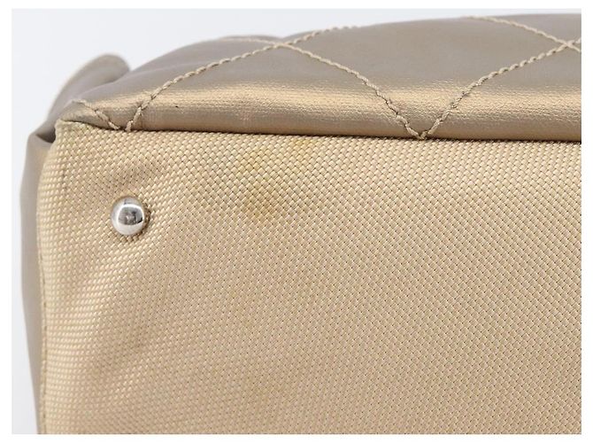 Borsa a tracolla CHANEL Paris Biarritz Tela rivestita Oro Argento CC Auth bs37395 D'oro - vista 17