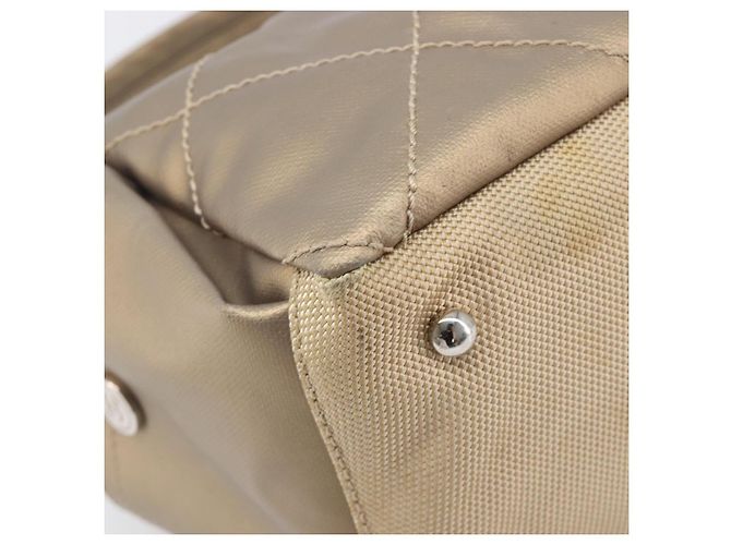 Borsa a tracolla CHANEL Paris Biarritz Tela rivestita Oro Argento CC Auth bs37395 D'oro - vista 19