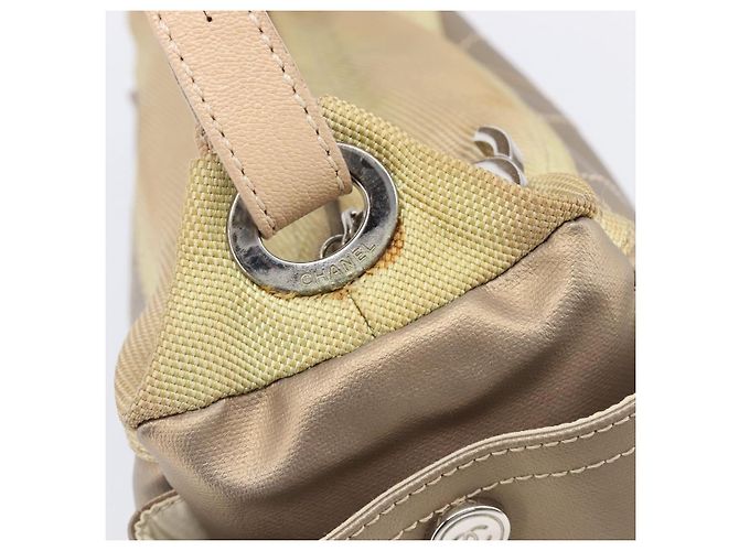 Borsa a tracolla CHANEL Paris Biarritz Tela rivestita Oro Argento CC Auth bs37395 D'oro - vista 23