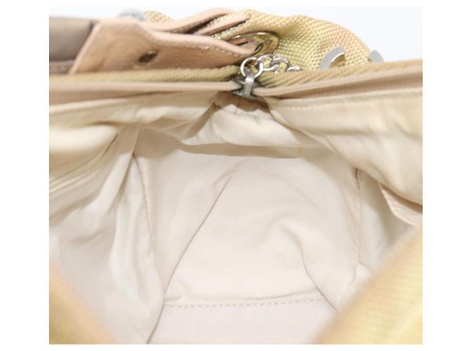 Borsa a tracolla CHANEL Paris Biarritz Tela rivestita Oro Argento CC Auth bs37395 D'oro - vista 26