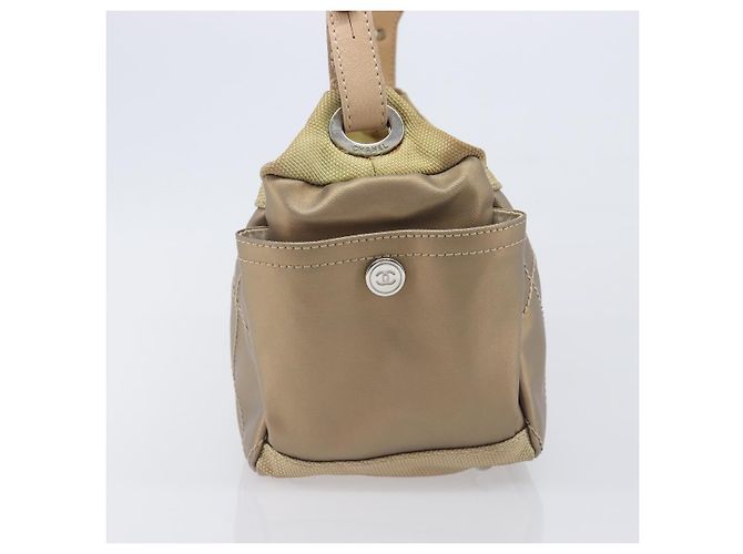 Borsa a tracolla CHANEL Paris Biarritz Tela rivestita Oro Argento CC Auth bs37395 D'oro - vista 4