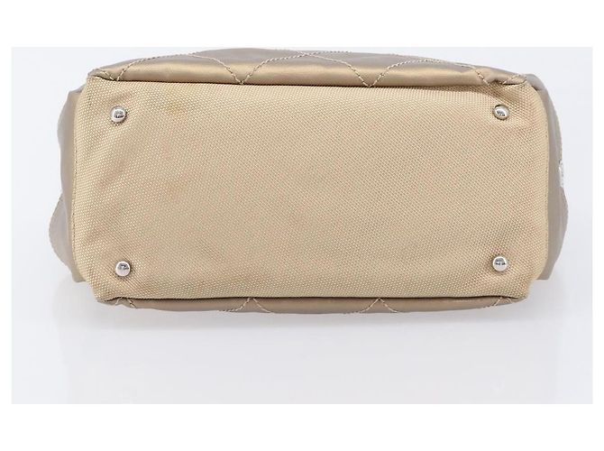 Borsa a tracolla CHANEL Paris Biarritz Tela rivestita Oro Argento CC Auth bs37395 D'oro - vista 6