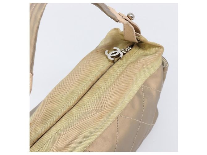 Borsa a tracolla CHANEL Paris Biarritz Tela rivestita Oro Argento CC Auth bs37395 D'oro - vista 7