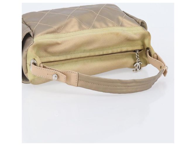 Borsa a tracolla CHANEL Paris Biarritz Tela rivestita Oro Argento CC Auth bs37395 D'oro - vista 9