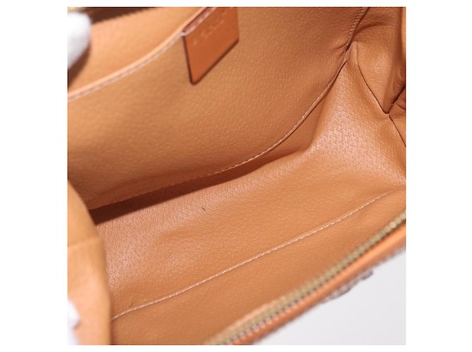 Céline Pouch CELINE Macadam Canvas PVC Brown Gold Tone Auth mr3008A Marrone - vista 10