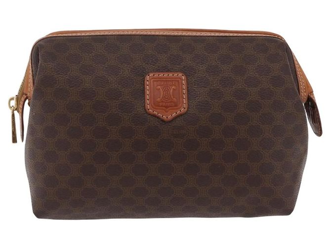 Céline Pouch CELINE Macadam Canvas PVC Brown Gold Tone Auth mr3008A Marrone - vista 13