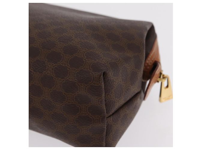 Céline Pouch CELINE Macadam Canvas PVC Brown Gold Tone Auth mr3008A Marrone - vista 16