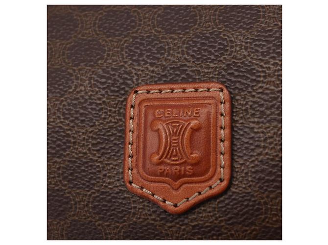 Céline Pouch CELINE Macadam Canvas PVC Brown Gold Tone Auth mr3008A Marrone - vista 17