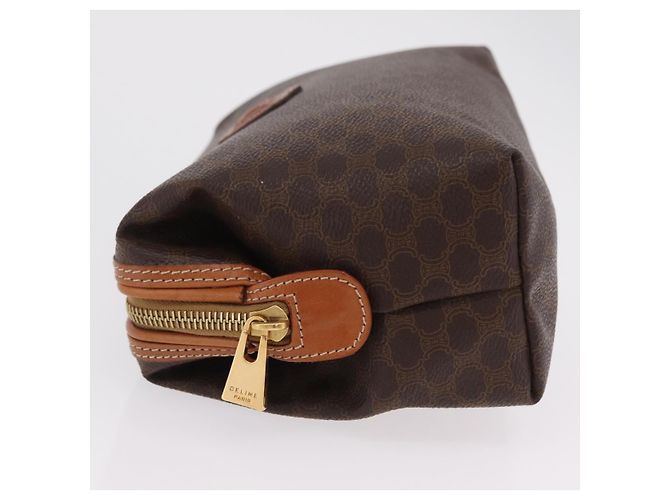 Céline Pouch CELINE Macadam Canvas PVC Brown Gold Tone Auth mr3008A Marrone - vista 4