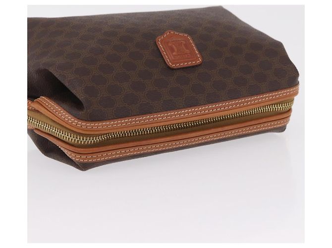 Céline Pouch CELINE Macadam Canvas PVC Brown Gold Tone Auth mr3008A Marrone - vista 5