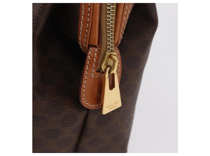 Céline Pouch CELINE Macadam Canvas PVC Brown Gold Tone Auth mr3008A Marrone - vista 8