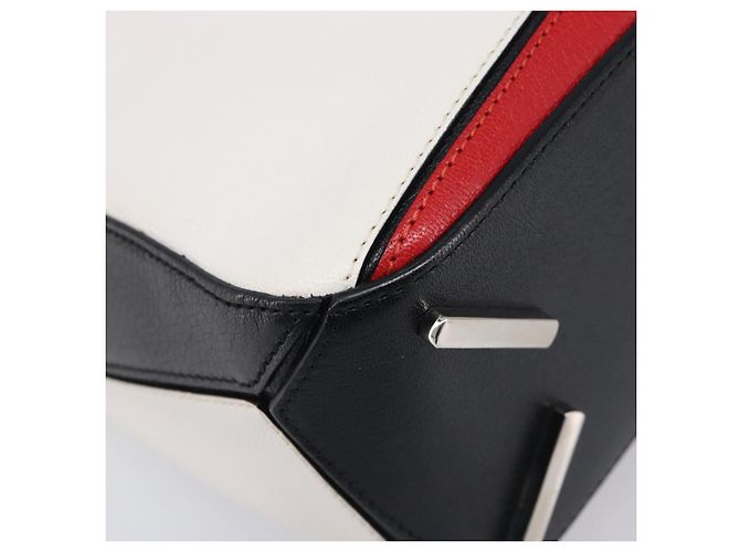 LOEWE Puzzle Bag Medium Handtasche Leder 2way Rot Silber Auth LN127M - Ansicht 17
