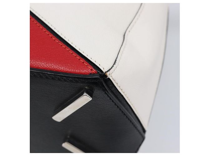 LOEWE Puzzle Bag Medium Handtasche Leder 2way Rot Silber Auth LN127M - Ansicht 18