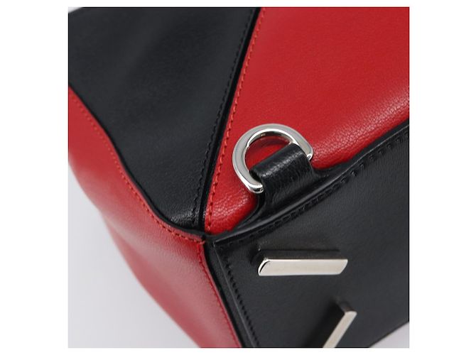 LOEWE Puzzle Bag Medium Handtasche Leder 2way Rot Silber Auth LN127M - Ansicht 19