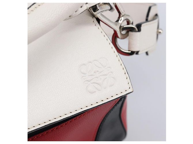 LOEWE Puzzle Bag Medium Handtasche Leder 2way Rot Silber Auth LN127M - Ansicht 20