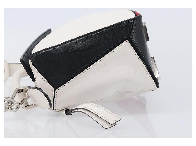 LOEWE Puzzle Bag Medium Handtasche Leder 2way Rot Silber Auth LN127M - Ansicht 4