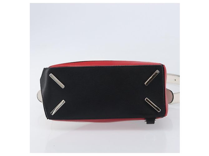LOEWE Puzzle Bag Medium Handtasche Leder 2way Rot Silber Auth LN127M - Ansicht 5