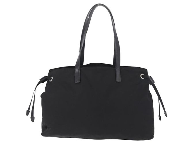 Bolso Tote PRADA Nylon Black Silver Auth 206115V Negro Plata - vista 2