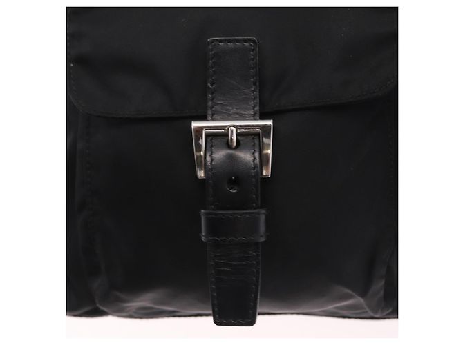 Bolso Tote PRADA Nylon Black Silver Auth 206115V Negro Plata - vista 23
