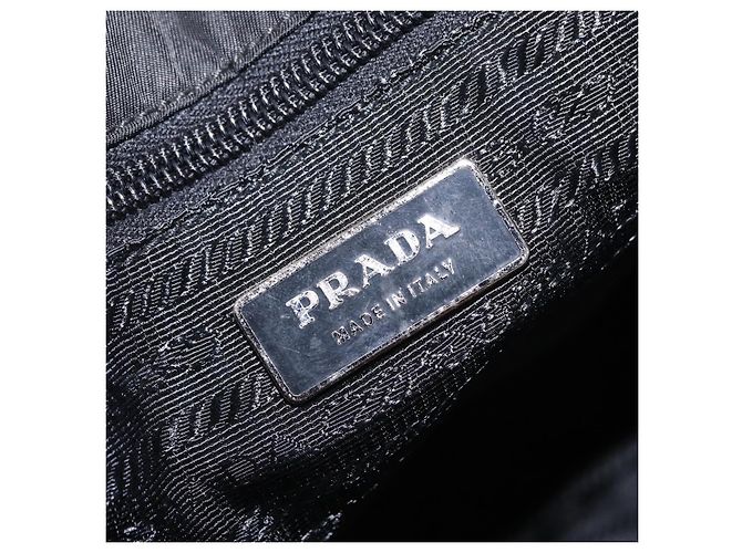 Bolso Tote PRADA Nylon Black Silver Auth 206115V Negro Plata - vista 24