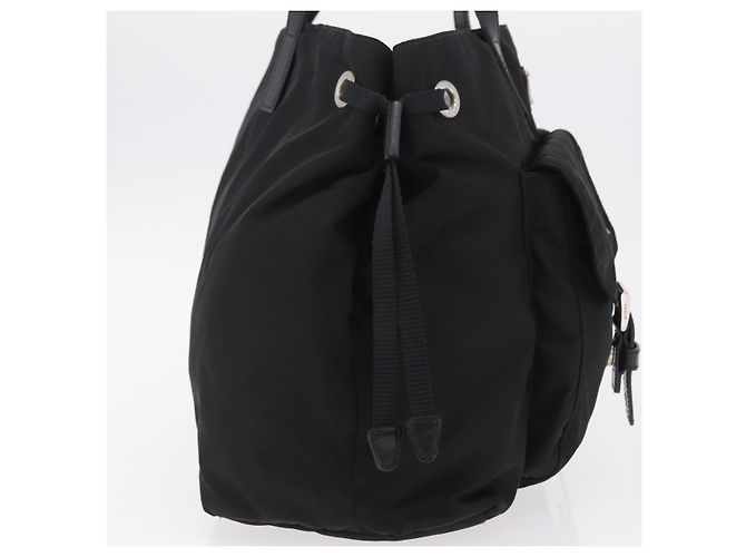 Bolso Tote PRADA Nylon Black Silver Auth 206115V Negro Plata - vista 4