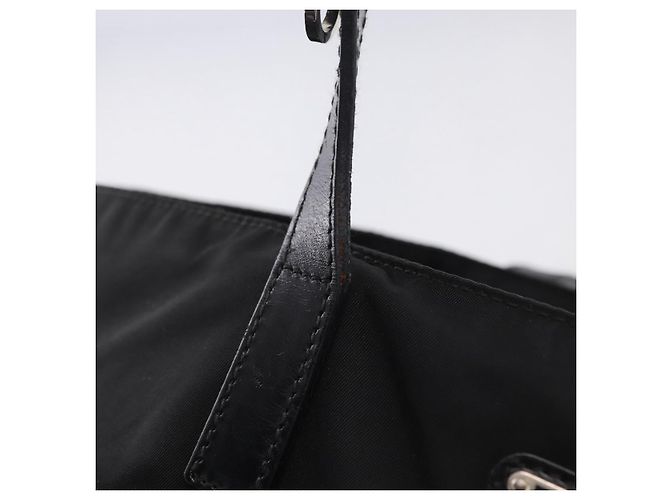 Bolso Tote PRADA Nylon Black Silver Auth 206115V Negro Plata - vista 8