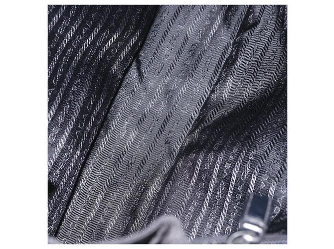 Bolso Tote PRADA Nylon Black Silver Auth 206115V Negro Plata - vista 9