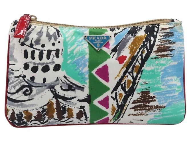 PRADA Nylon Pochette Multicolor Silver Auth bs37253A Silber Mehrfarben - Ansicht 13