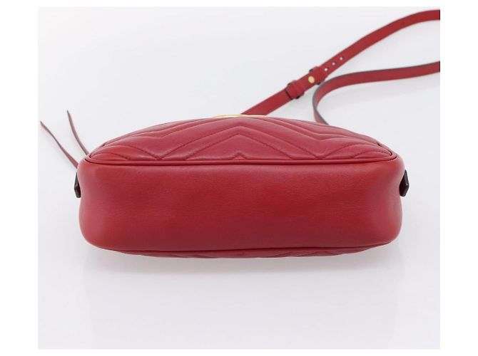 Borsa a tracolla GUCCI GG Marmont in pelle rossa e oro 447632 Auth ka6415 Rosso D'oro - vista 10