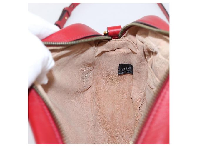 Borsa a tracolla GUCCI GG Marmont in pelle rossa e oro 447632 Auth ka6415 Rosso D'oro - vista 20