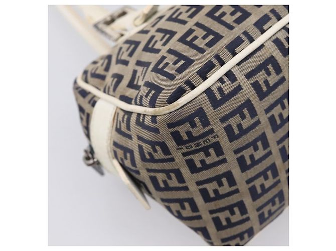 FENDI Zucchino Canvas Handtasche Navy Silver 8BN004 Auth mr2935 Silber Marineblau - Ansicht 10