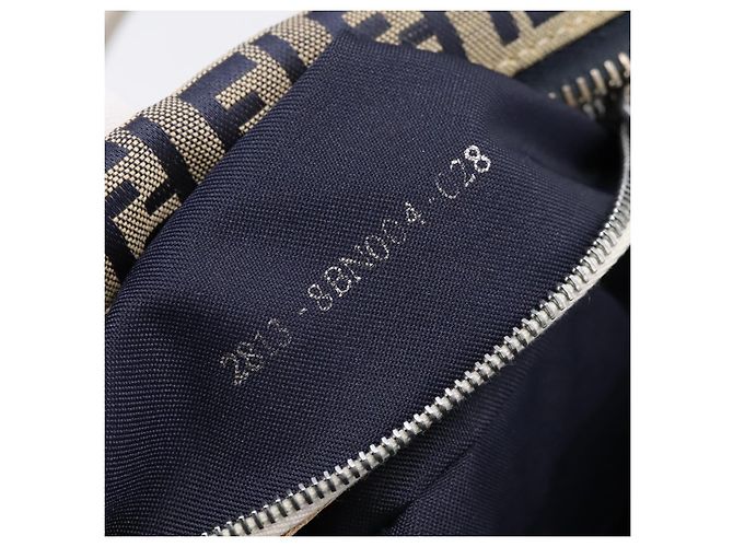 FENDI Zucchino Canvas Handtasche Navy Silver 8BN004 Auth mr2935 Silber Marineblau - Ansicht 12