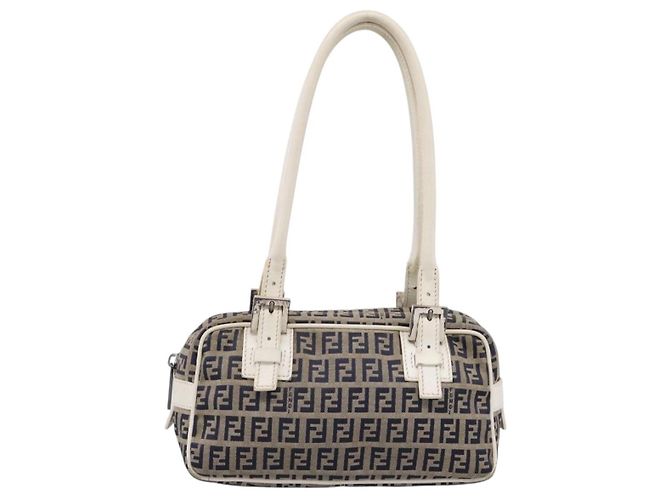 FENDI Zucchino Canvas Handtasche Navy Silver 8BN004 Auth mr2935 Silber Marineblau - Ansicht 13