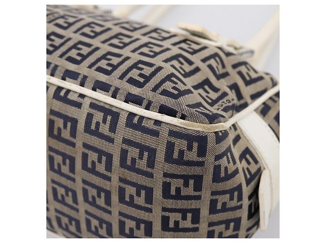 FENDI Zucchino Canvas Handtasche Navy Silver 8BN004 Auth mr2935 Silber Marineblau - Ansicht 15