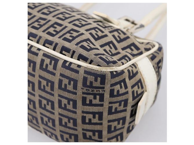 FENDI Zucchino Canvas Handtasche Navy Silver 8BN004 Auth mr2935 Silber Marineblau - Ansicht 17