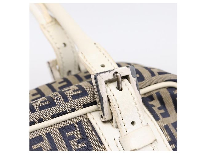 FENDI Zucchino Canvas Handtasche Navy Silver 8BN004 Auth mr2935 Silber Marineblau - Ansicht 18