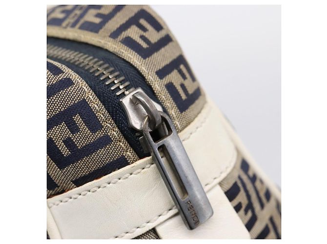 FENDI Zucchino Canvas Handtasche Navy Silver 8BN004 Auth mr2935 Silber Marineblau - Ansicht 20