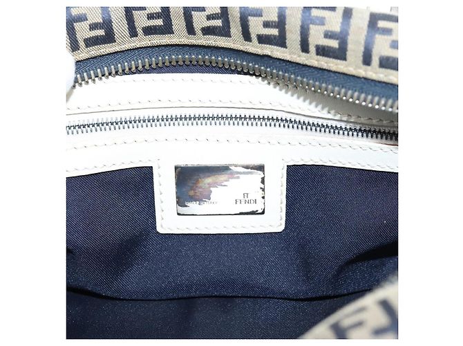 FENDI Zucchino Canvas Handtasche Navy Silver 8BN004 Auth mr2935 Silber Marineblau - Ansicht 21